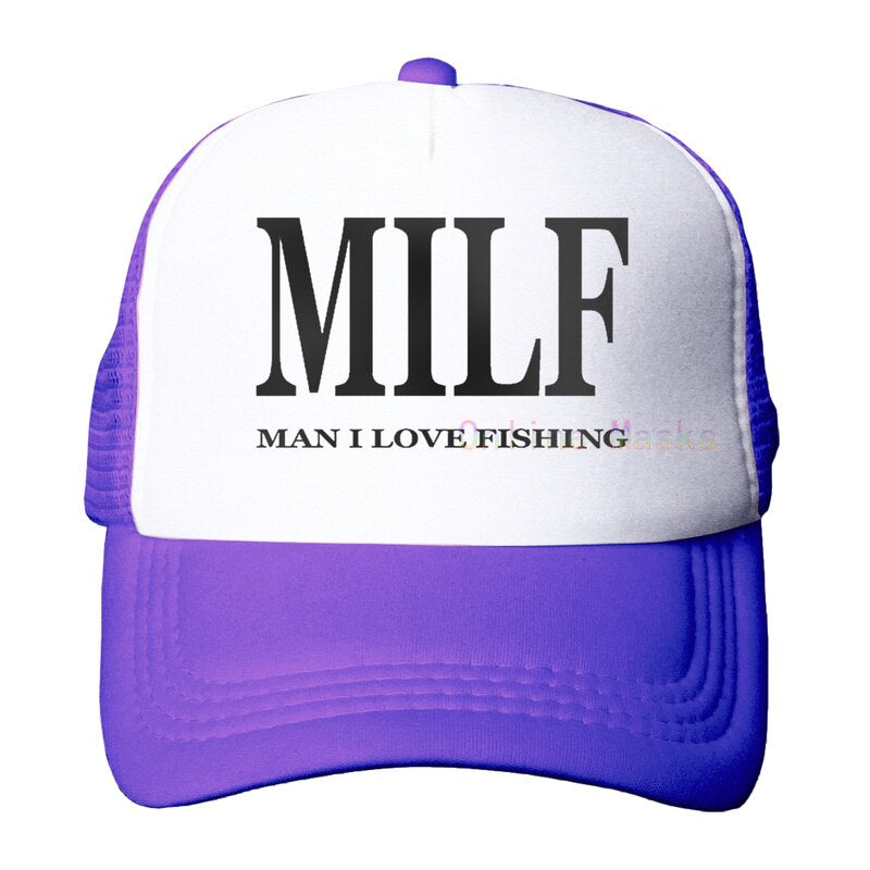 Funny Trucker Hat Milf Man I Love Fishing Fishing Baseball Cap Retro Vintage Joke Fish