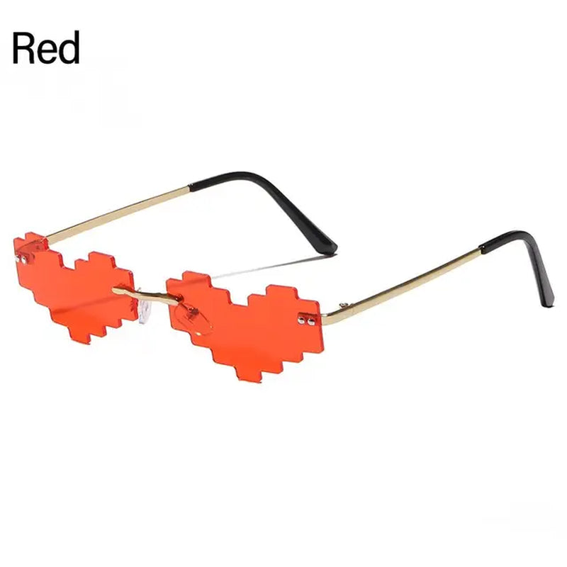 Heart Shape Fire Flame Sunglasses Wave Rimless Narrow Retro UV 400 Streetwear Vintage Eyeglasses Cycling Outdoor Sun Glasses