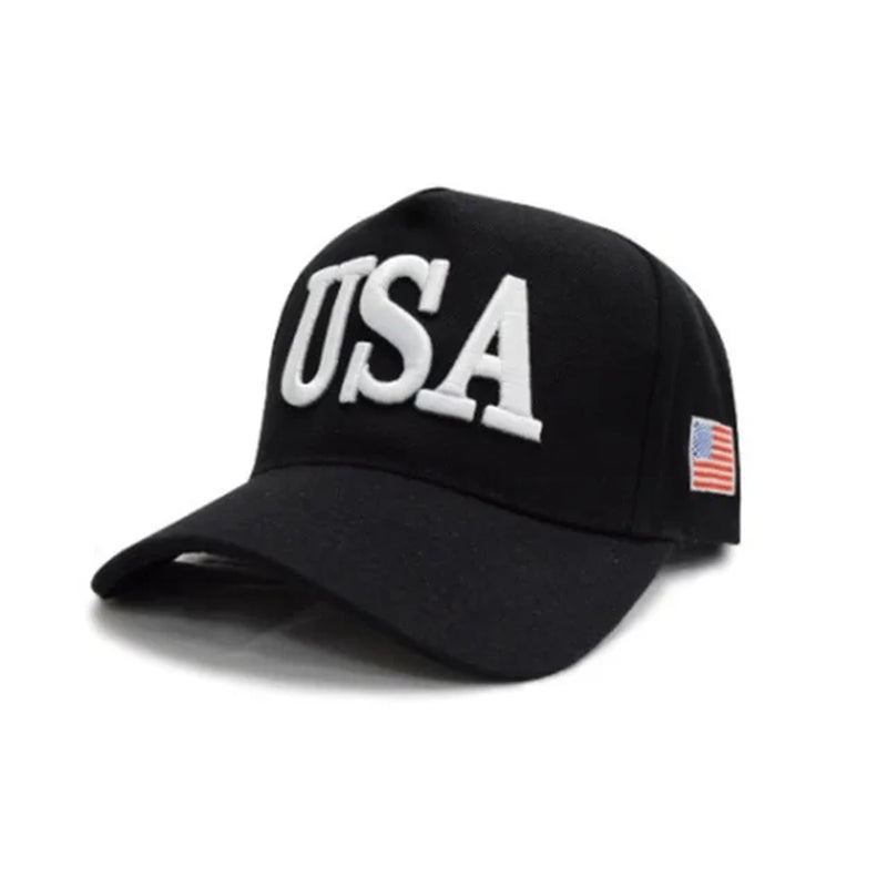 Unisex Outdoor President Trump 2024 Campaign Baseball Cap USA 45 American Flag 3D Embroidered Adjustable Snapback Trucker Hat