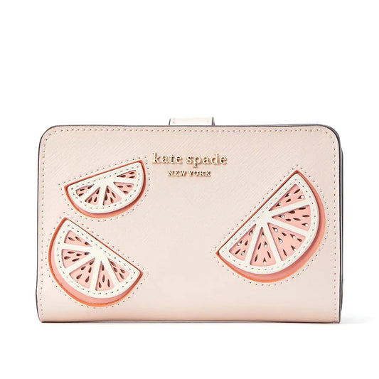 Women'S Tini Saffiano Leather Embellished Compact Wallet (Pale Dogwood)