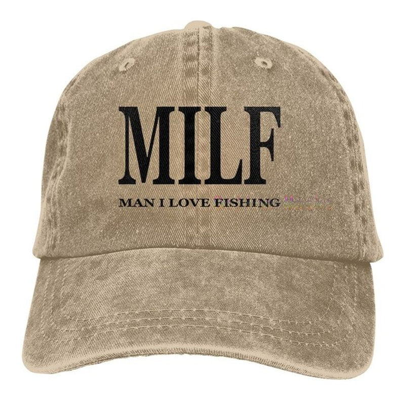 Funny Trucker Hat Milf Man I Love Fishing Fishing Baseball Cap Retro Vintage Joke Fish