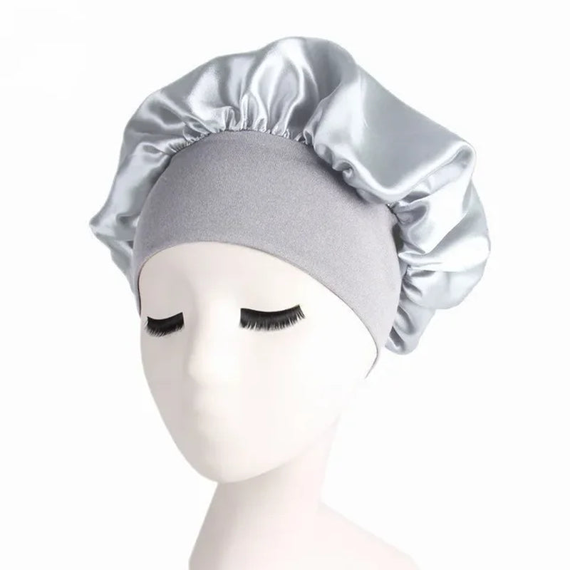 Hair Bonnet for Sleeping Silk Nightcap Satin Elastic Narrow Brim Shower Cap round Hat Home Hair Care Cap Satin Bonnet