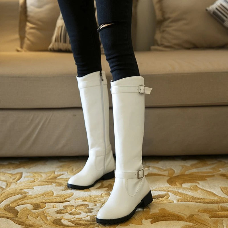 Fashion Super Size 33-50 Autumn Winter Warm Knee Boots Women Zip Thigh High Woman Shoes Long Bota Zapatos De Mujer H8-15