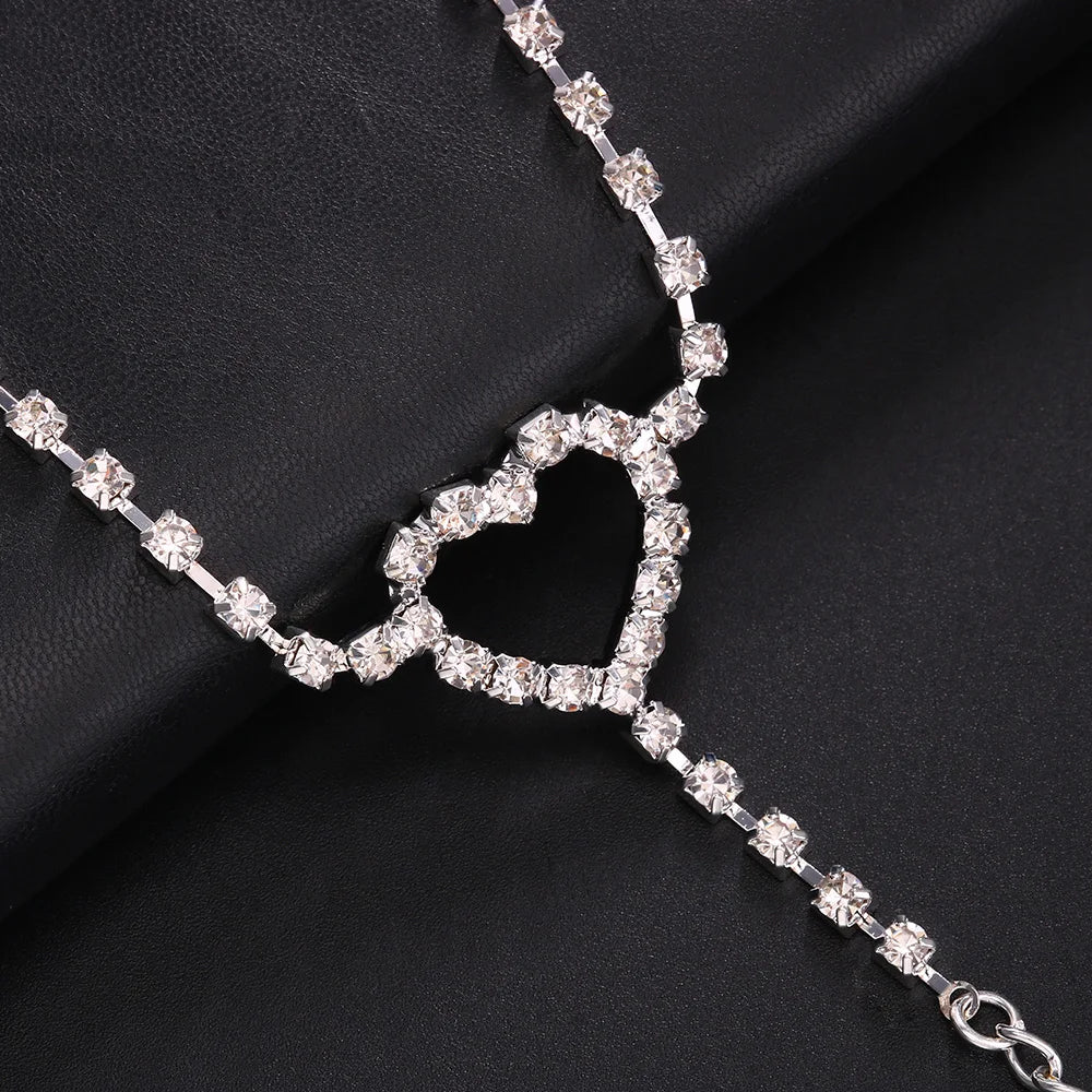 Stonefans Rhinestone Love Heart Simple Waist Chain Belt Women Jewelry Fashion Rave Thong G String Lingerie Shapewear Swimsuit