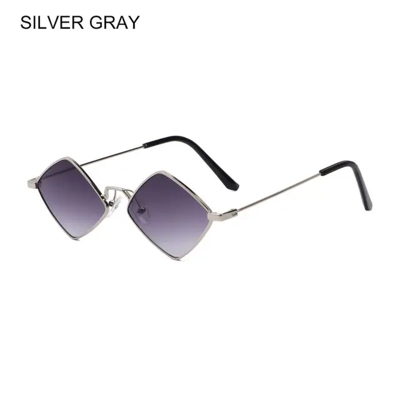 Hipster Polygon Women Sunglasses Irregular Vintage Small Frame Rhombus Ladies Sunglasses Shades Retro Alloy Eyewear Black