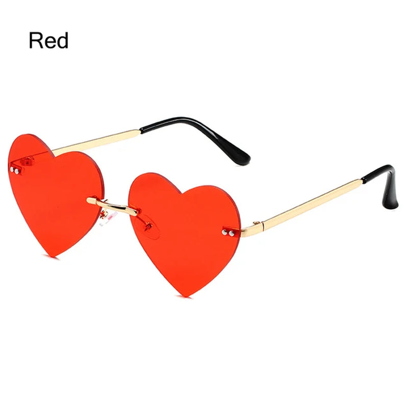 Heart Shape Fire Flame Sunglasses Wave Rimless Narrow Retro UV 400 Streetwear Vintage Eyeglasses Cycling Outdoor Sun Glasses