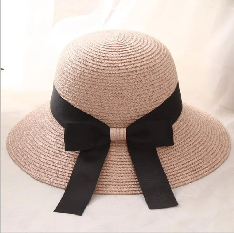 Bucket Hat Panama Fashion Straw Hat Women'S Summer Hats Shade Sun Protection Outdoor Beach Vacation Hat Beach Cap