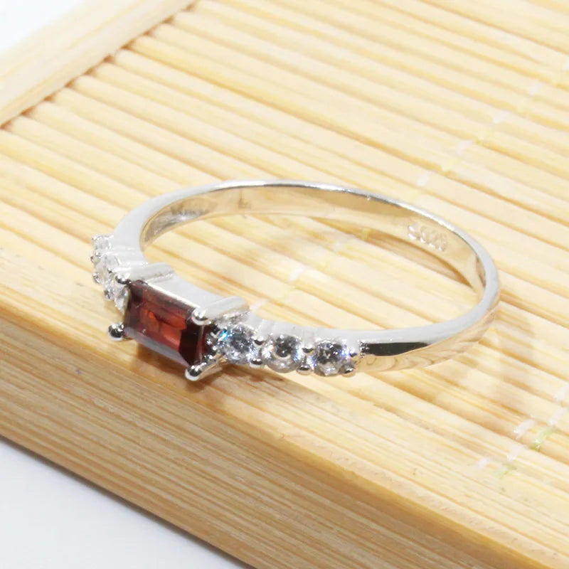 Elegant Silver Garnet Ring for Girl 3 Mm * 5 Mm Natural Garnet Gemstone Silver Ring Solid 925 Sterling Silver Garnet Ring