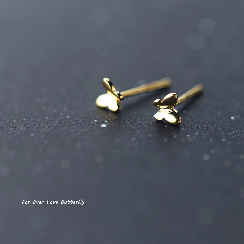 New Fashion Cute Minimal Butterfly Stud Earrings Lovely Tiny Earring Piercing Stud Accessory Simple Golden/White Earring Jewelry