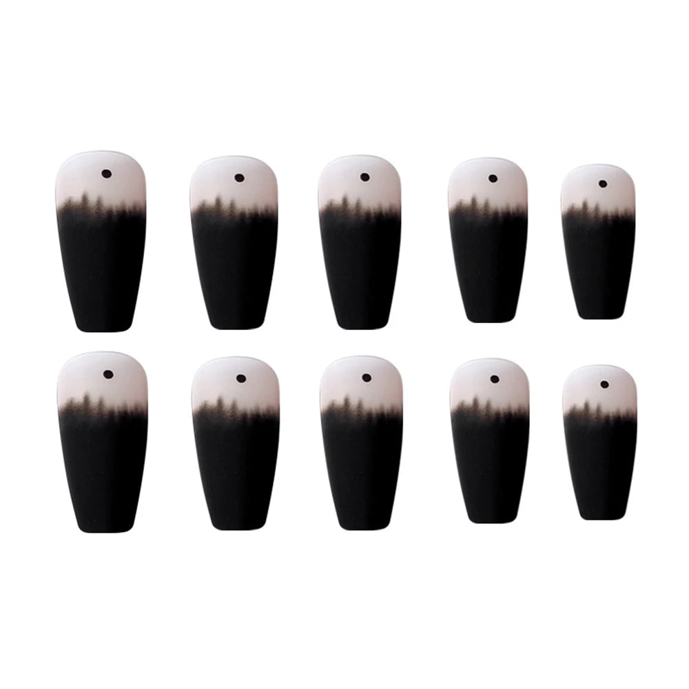 24Pcs Long Coffin False Nails Black Gradient Matte Ballerina Fake Nails DIY Manicure Nail Tips Press on Nails Nail Decoration