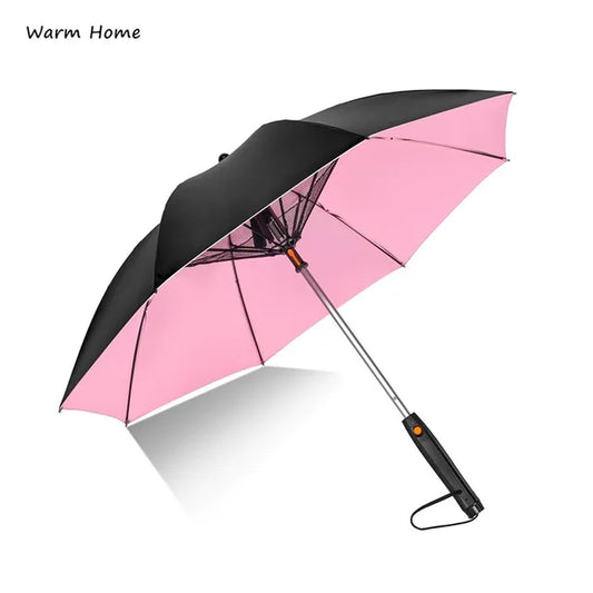 Creative Summer Umbrella with Fan and Mist Spray Long Handle Sunny Rainy Uv-Proof Umbrella for Men Women Parasol Outdoor Beach