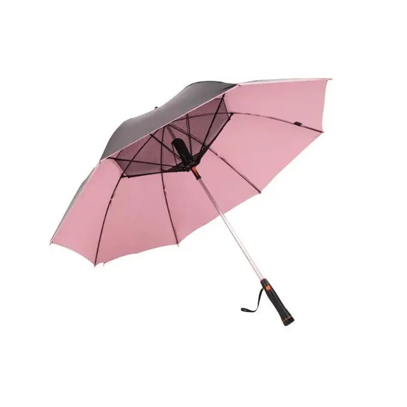 Creative Summer Umbrella with Fan and Mist Spray Long Handle Sunny Rainy Uv-Proof Umbrella for Men Women Parasol Outdoor Beach