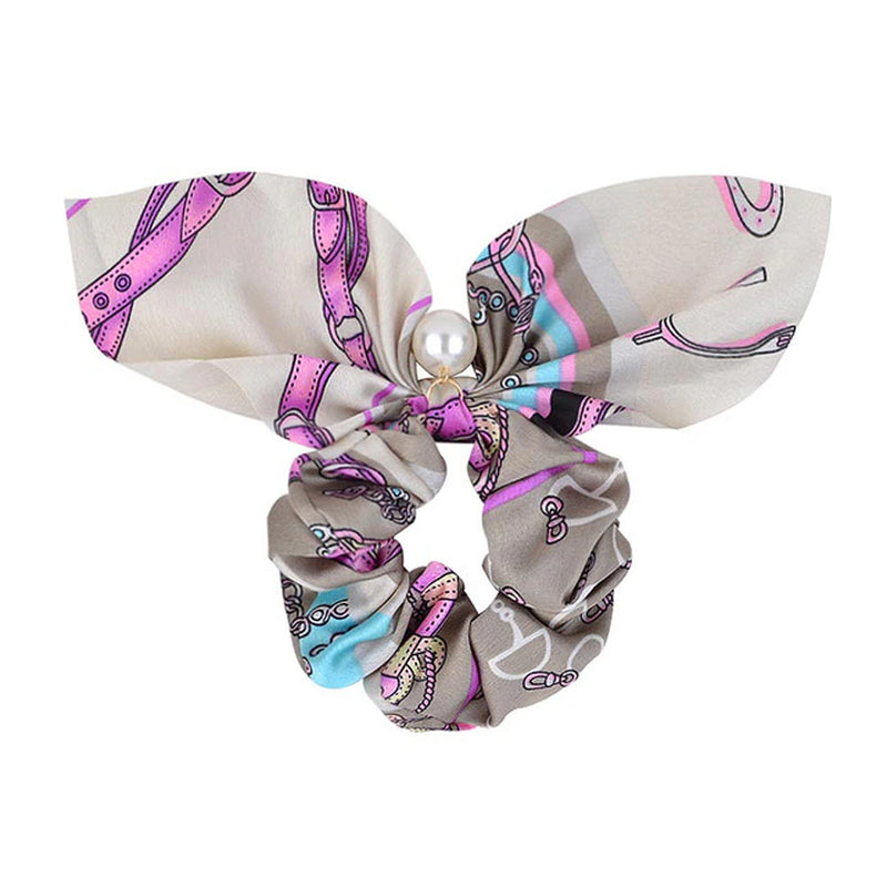 New Chiffon Bowknot Silk Hair Scrunchies Women Pearl Ponytail Holder Hair Ties Hair Rope Rubber Bands Headwear Hair Accessories