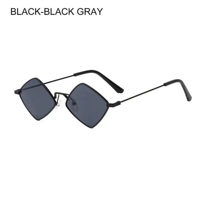 Hipster Polygon Women Sunglasses Irregular Vintage Small Frame Rhombus Ladies Sunglasses Shades Retro Alloy Eyewear Black