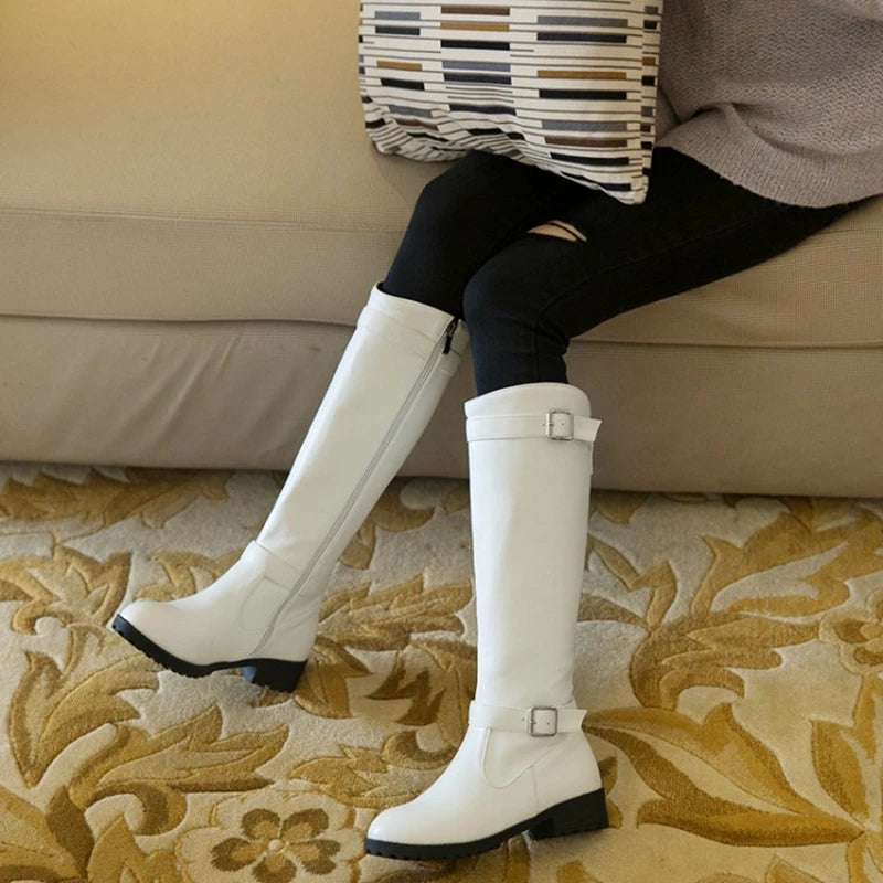 Fashion Super Size 33-50 Autumn Winter Warm Knee Boots Women Zip Thigh High Woman Shoes Long Bota Zapatos De Mujer H8-15