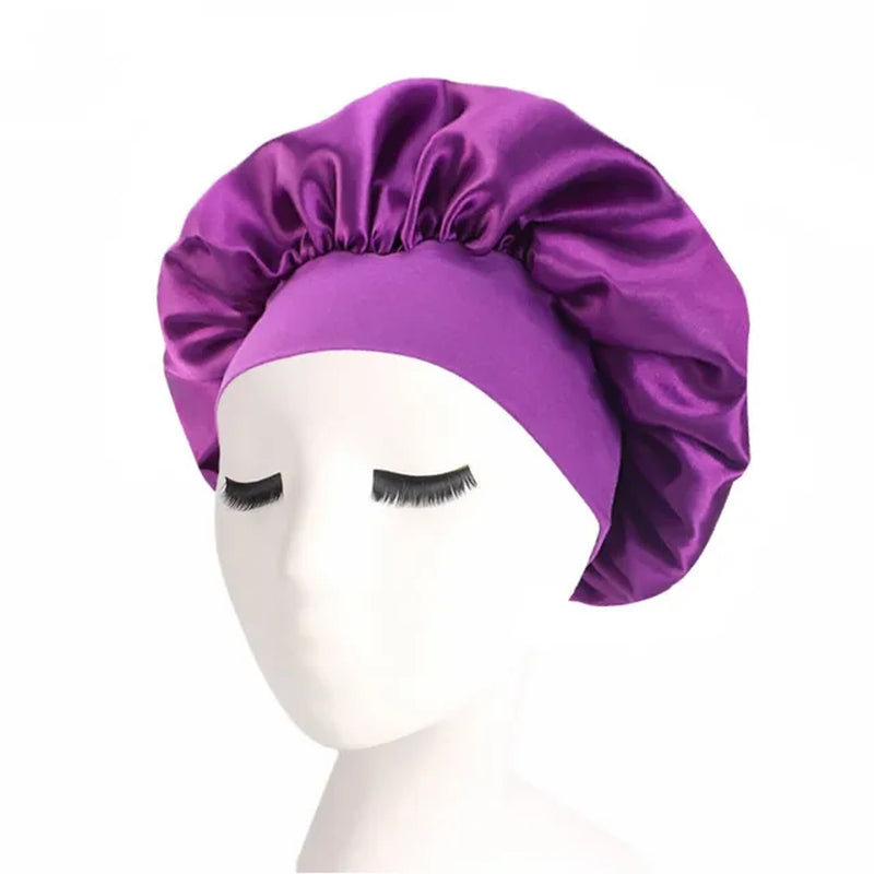 Hair Bonnet for Sleeping Silk Nightcap Satin Elastic Narrow Brim Shower Cap round Hat Home Hair Care Cap Satin Bonnet