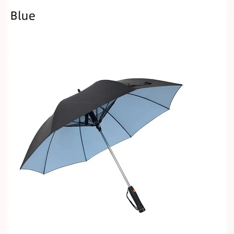 Creative Summer Umbrella with Fan and Mist Spray Long Handle Sunny Rainy Uv-Proof Umbrella for Men Women Parasol Outdoor Beach