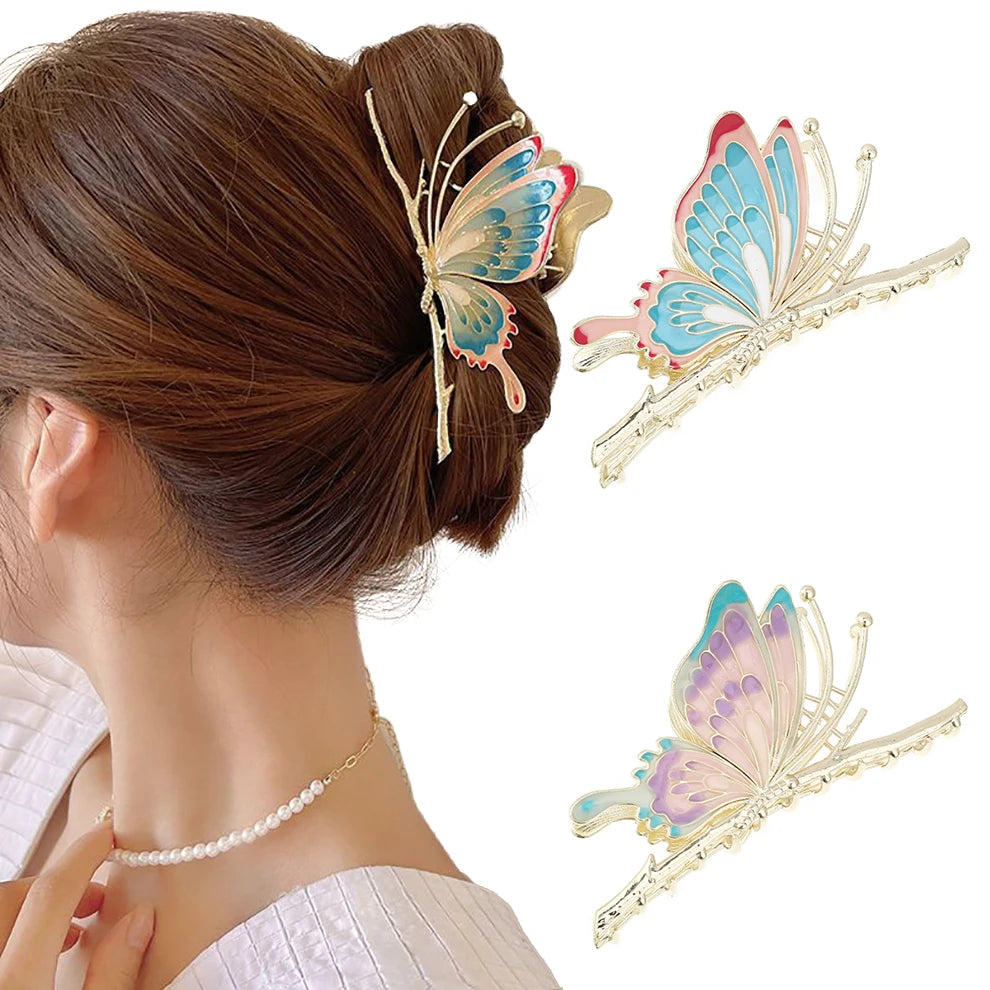 Fashion Butterfly Hair Clip Geometric Hair Claw Grab Metal Hair Accessories for Women Trendy Headwear