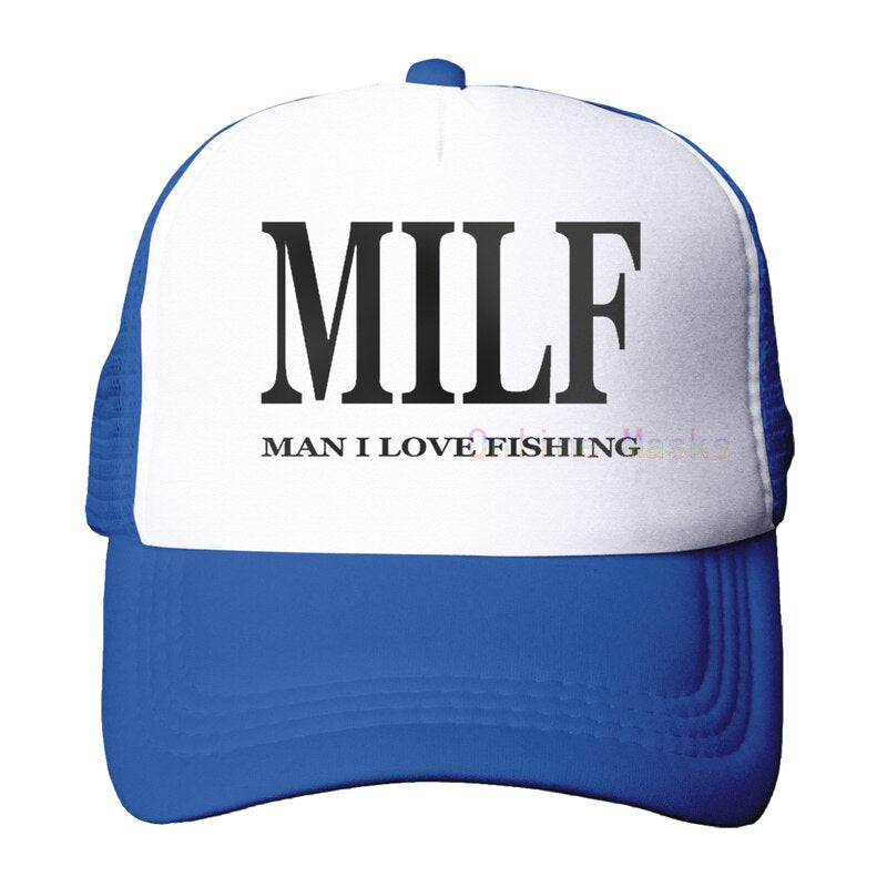 Funny Trucker Hat Milf Man I Love Fishing Fishing Baseball Cap Retro Vintage Joke Fish