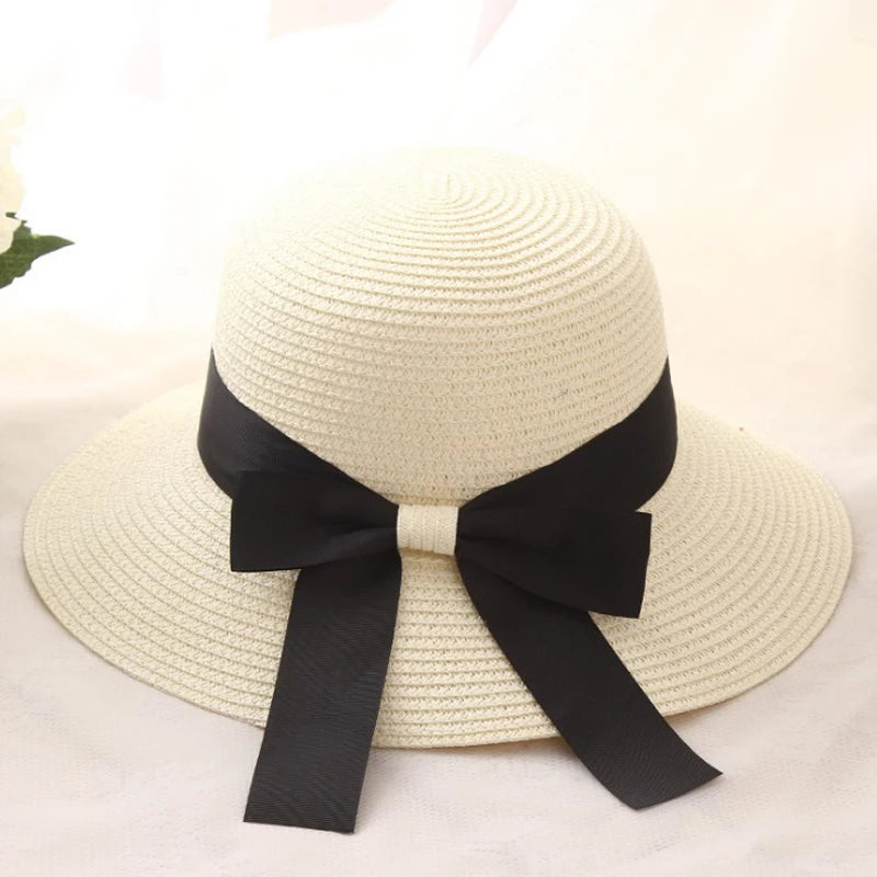 Bucket Hat Panama Fashion Straw Hat Women'S Summer Hats Shade Sun Protection Outdoor Beach Vacation Hat Beach Cap