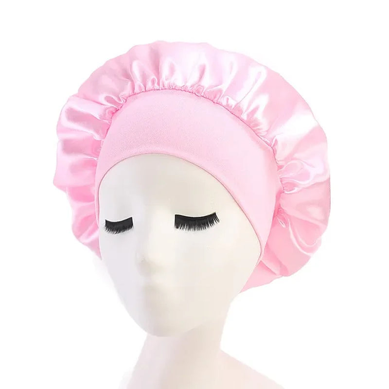 Hair Bonnet for Sleeping Silk Nightcap Satin Elastic Narrow Brim Shower Cap round Hat Home Hair Care Cap Satin Bonnet