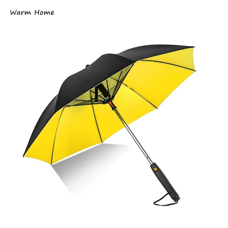 Creative Summer Umbrella with Fan and Mist Spray Long Handle Sunny Rainy Uv-Proof Umbrella for Men Women Parasol Outdoor Beach