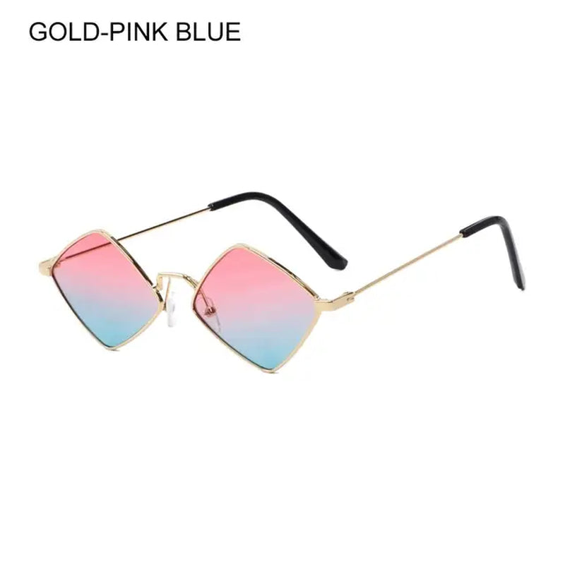 Hipster Polygon Women Sunglasses Irregular Vintage Small Frame Rhombus Ladies Sunglasses Shades Retro Alloy Eyewear Black