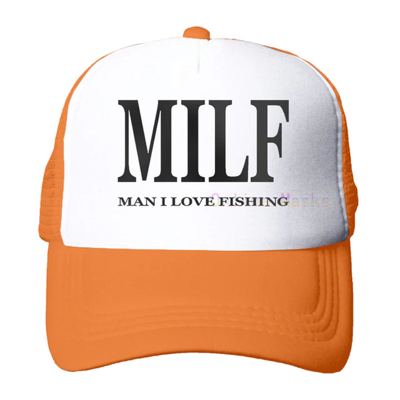 Funny Trucker Hat Milf Man I Love Fishing Fishing Baseball Cap Retro Vintage Joke Fish